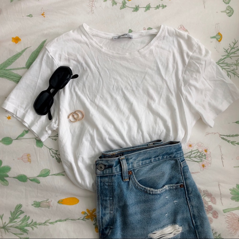 Zara Plain White Tee T-shirt